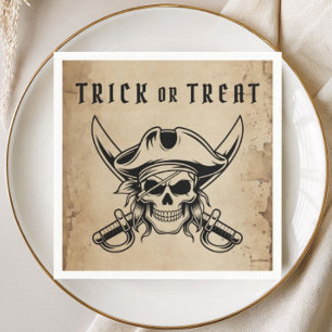 Servilleta De Papel Calavera Pirata Vintage Truco o Trato Halloween