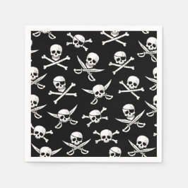Servilleta De Papel Calavera pirata y huesos