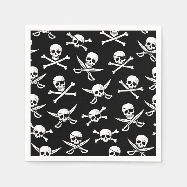 Servilleta De Papel Calavera pirata y huesos (Anverso)