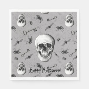 Servilleta De Papel Calavera y arañas escalofriantes