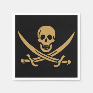 Servilleta De Papel Calavera y Cutlas de Aztec Gold Pirata Calico Jack