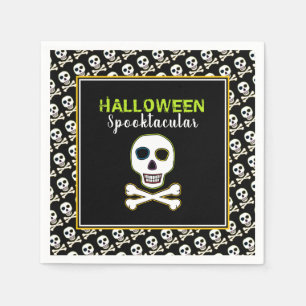 Servilleta De Papel Calavera y huesos, fiesta de Halloween de neón