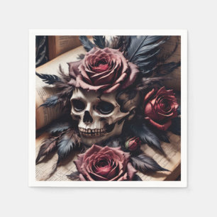 Servilleta De Papel Calavera y Rosas