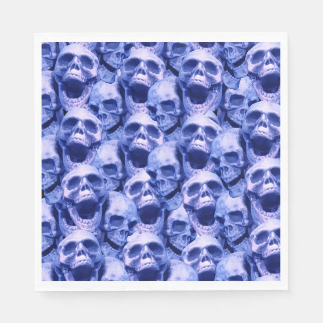 Servilleta De Papel Calaveras azules oscuras (Anverso)