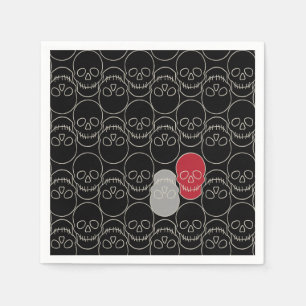 Servilleta De Papel Calaveras - Blanco negro y negro