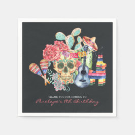 Servilleta De Papel Calaveras de Azúcar Tema Día de los Muertos