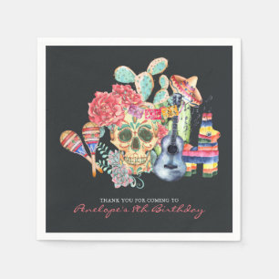Servilleta De Papel Calaveras de Azúcar Tema Día de los Muertos