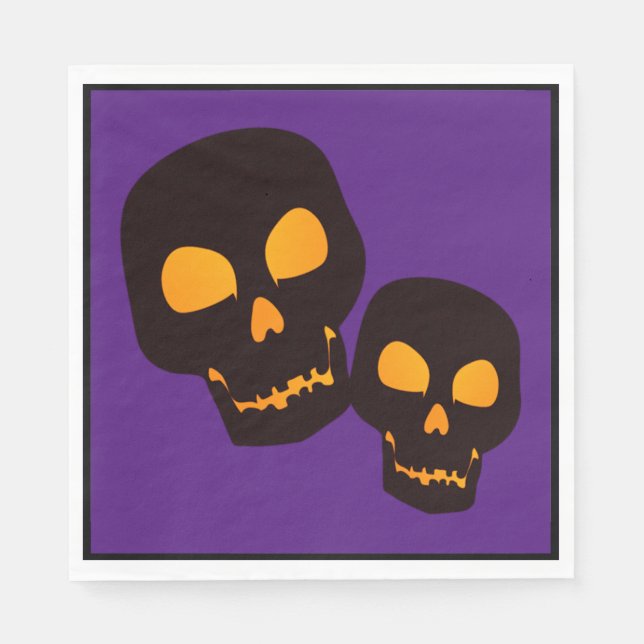 Servilleta De Papel Calaveras de Halloween negras (Anverso)