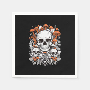 Servilleta De Papel Calaveras de Whimsigoth y hongos Vintage Ae Botáni
