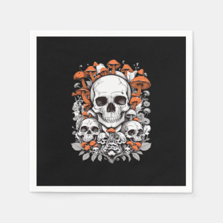 Servilleta De Papel Calaveras de Whimsigoth y hongos Vintage Ae Botáni