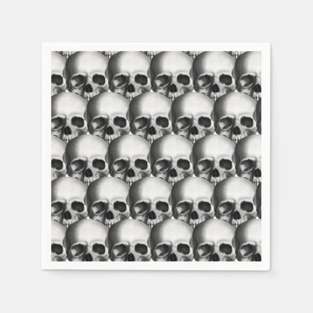 Servilleta De Papel Calaveras en blanco y negro (Anverso)