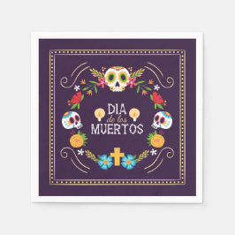 Servilleta De Papel Calaveras florales coloridas Dia de Muertos | Serv