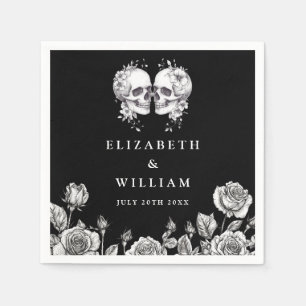 Servilleta De Papel Calaveras góticas Boda Gótico elegante floral