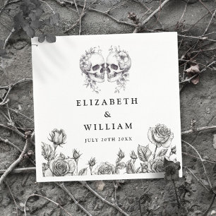 Servilleta De Papel Calaveras góticas flores elegante boda gótica