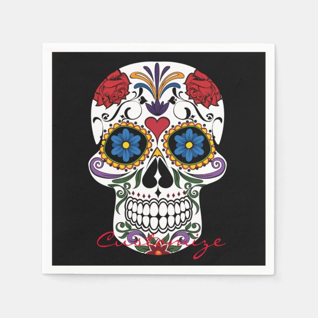 Servilleta De Papel Calaveras humanas decoradas Art Thunder_Cove (Anverso)