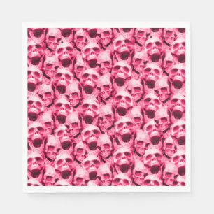 Servilleta De Papel Calaveras Rosa Caliente