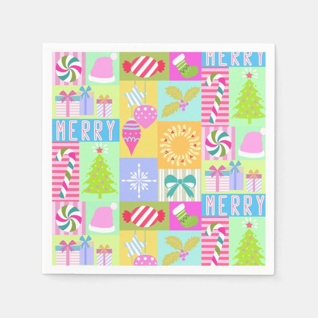 Servilleta De Papel Calendario de Adviento de Navidad (Anverso)
