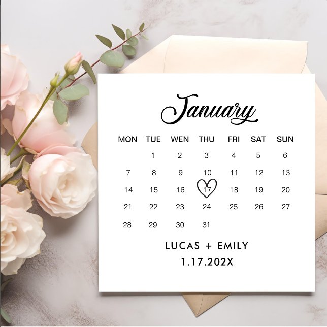 Servilleta De Papel Calendario de enero Boda negro oscuro (Subido por el creador)