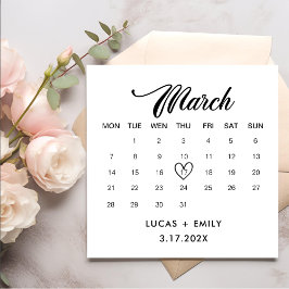 Servilleta De Papel Calendario de marzo Boda negro oscuro