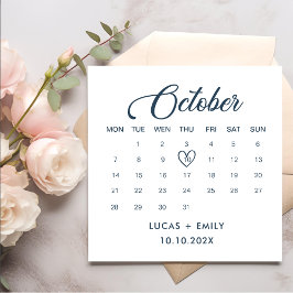 Servilleta De Papel Calendario de octubre Boda azul oscuro