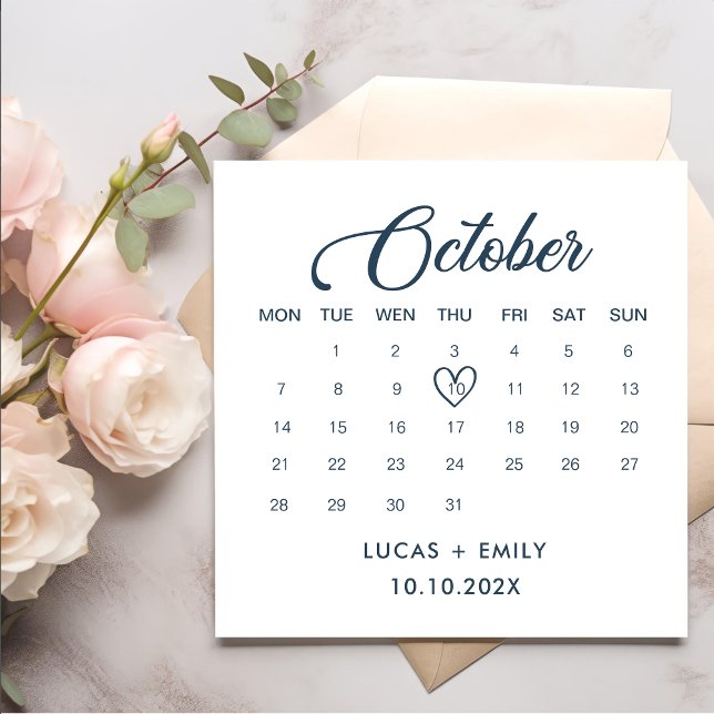 Servilleta De Papel Calendario de octubre Boda azul oscuro (Subido por el creador)