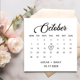 Servilleta De Papel Calendario de octubre Boda negro oscuro