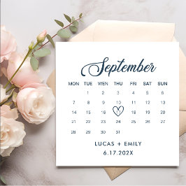 Servilleta De Papel Calendario de septiembre Boda azul oscuro