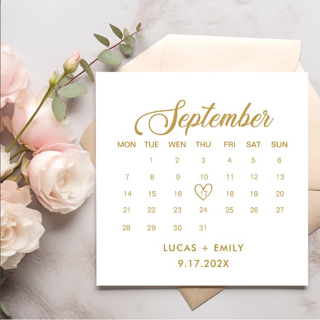 Servilleta De Papel Calendario de Septiembre Boda de Oro (Subido por el creador)
