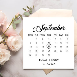 Servilleta De Papel Calendario de septiembre Boda negro oscuro