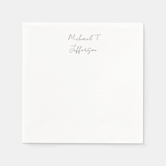 Servilleta De Papel Caligrafía Clásica Elegante Llanto Simple (Anverso)