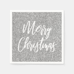 Servilleta De Papel Caligrafía de Feliz Navidad con Brillo Falso Plate
