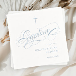 Servilleta De Papel Caligrafía de guión elegante azul polvoriento baut