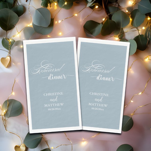 Servilleta De Papel Caligrafía elegante azul polvoriento cena de ensay (Subido por el creador)