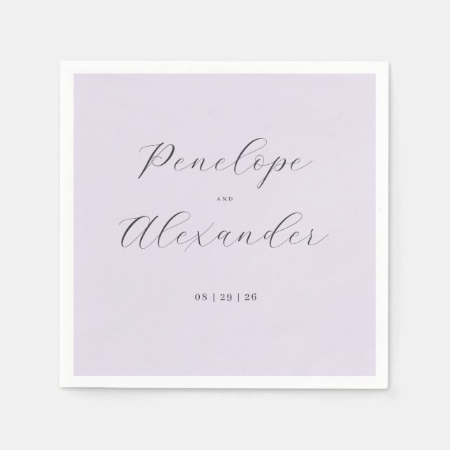 Servilleta De Papel Caligrafía elegante de lavanda (Anverso)