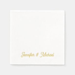 Servilleta De Papel Caligrafía Elegante Dorado Blanco Negrita Nombre E