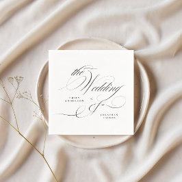 Servilleta De Papel Caligrafía elegante formal Boda de nexos negros