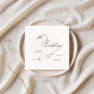 Servilleta De Papel Caligrafía elegante formal Boda de nexos negros