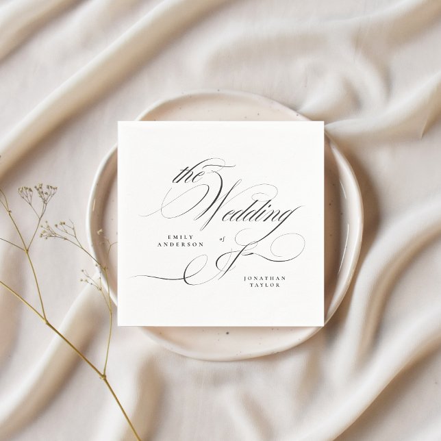 Servilleta De Papel Caligrafía elegante formal Boda de nexos negros (Subido por el creador)