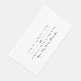Servilleta De Papel Caligrafía formal blanca y negra Elegante Boda
