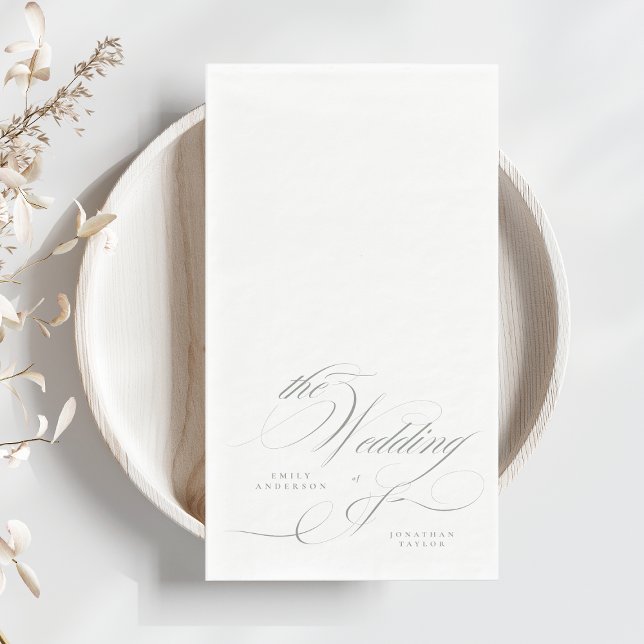 Servilleta De Papel Caligrafía formal elegante Boda verde gris (Subido por el creador)