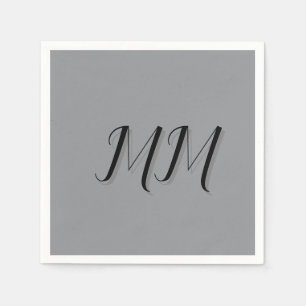Servilleta De Papel Caligrafía gris negro monogramada