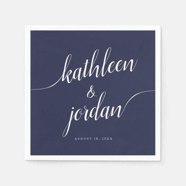 Servilleta De Papel Caligrafía manuscrita de boda Bride y Groom (Anverso)