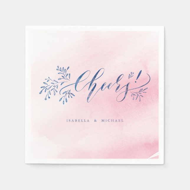 Servilleta De Papel Caligrafía marina rosa anima a boda floral rústico (Anverso)