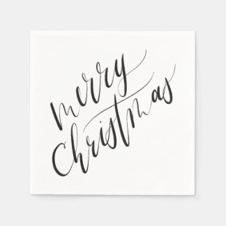 Servilleta De Papel Caligrafía mínima, moderna, Feliz Navidad