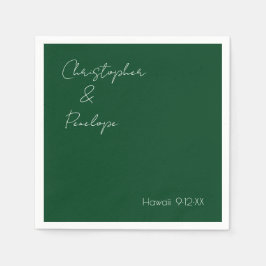 Servilleta De Papel Caligrafía minimalista Boda de Esmeralda Oscura