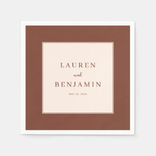 Servilleta De Papel Caligrafía minimalista marrón elegante