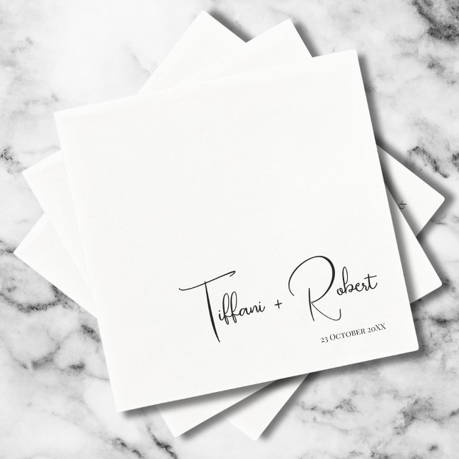 Servilleta De Papel Caligrafía moderna Boda blanco y negro (Subido por el creador)