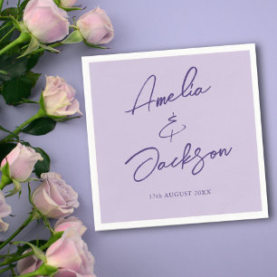 Servilleta De Papel Caligrafía moderna Bodas de Lila Púrpura