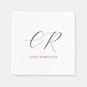 Servilleta De Papel Caligrafía Monograma Nombre Personalizado blanco n