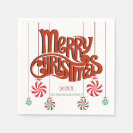 Servilleta De Papel Caligrafía navideña Red Merry